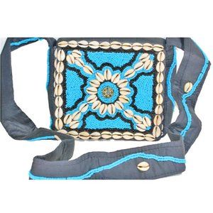 Turquoise Beach Vintage Cowrie Shell Crossbody Bag